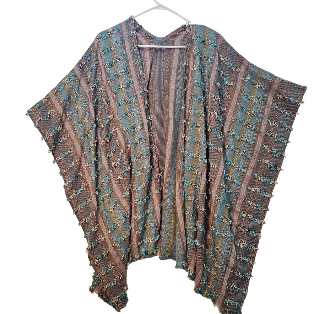 Soft Surroundings Fringe Wrap Shawl Poncho One Size Boho Hippie Artsy NWT $99.95